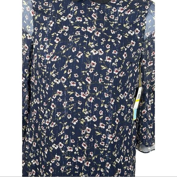 CeCe Luxe Floral Bohemian Ruffle Dress Midnight Bloom NWT Size M - Picture 6 of 14